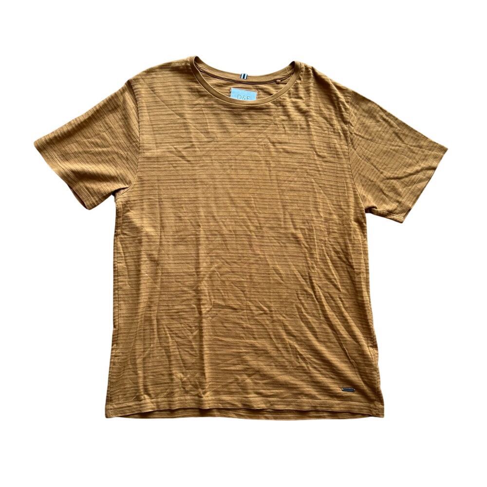 D&F Ricky Singh Cotton Mustard Yellow Short Sleeve Shirt Size L Casual Business